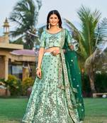 Heavy Embroidered Ethnic Green Colour Lehenga Set For Bridesmaid Looks