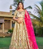 Heavy Embroidered Ethnic Cream Colour Lehenga Set For Bridesmaid Looks