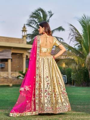 Heavy Embroidered Ethnic Cream Colour Lehenga Set For Bridesmaid Looks 3