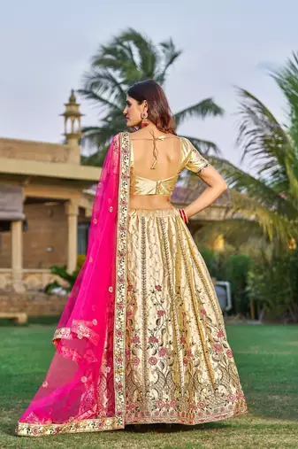 Heavy Embroidered Ethnic Cream Colour Lehenga Set For Bridesmaid Looks