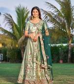 Heavy Embroidered Ethnic Light Green Colour Lehenga Set For Bridesmaid Looks