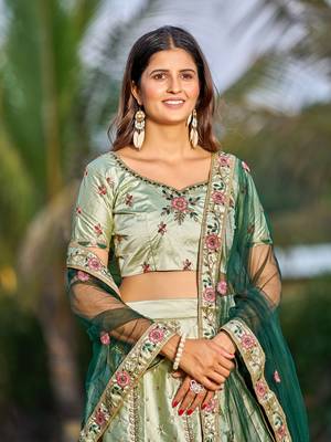 Heavy Embroidered Ethnic Light Green Colour Lehenga Set For Bridesmaid Looks 2