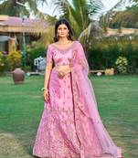 Heavy Embroidered Ethnic Pink Colour Lehenga Set For Bridesmaid Looks
