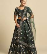 Heavy Embroidered Ethnic Dark Green Colour Lehenga Set For Bridesmaid Looks