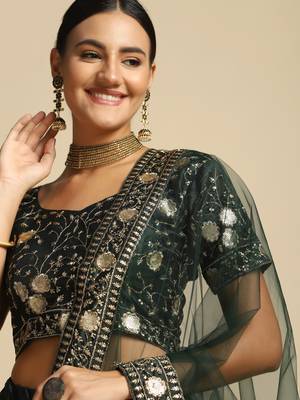 Heavy Embroidered Ethnic Dark Green Colour Lehenga Set For Bridesmaid Looks 2