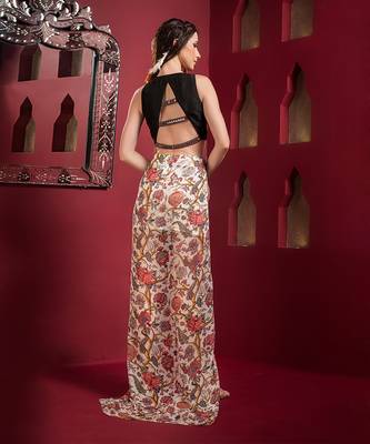 Offwhite printed evening gown 5