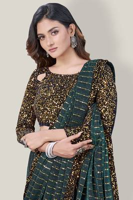 Women'S Embelished Supernet Fabric Saree 4