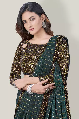 Women'S Embelished Supernet Fabric Saree