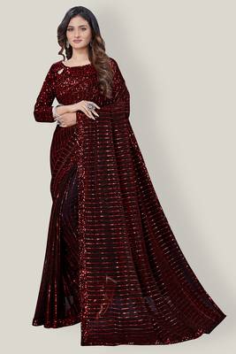 Women'S Embelished Supernet Fabric Saree 1