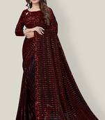 Women'S Embelished Supernet Fabric Saree