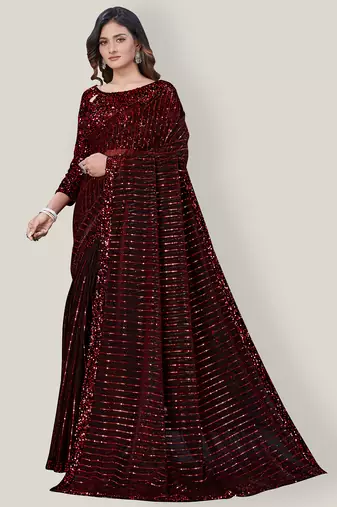 Women'S Embelished Supernet Fabric Saree