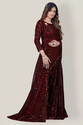 Women'S Embelished Supernet Fabric Saree