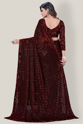 Women'S Embelished Supernet Fabric Saree 4