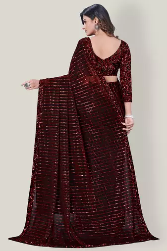 Women'S Embelished Supernet Fabric Saree