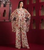 Offwhite chiffon printed kaftan kurta set