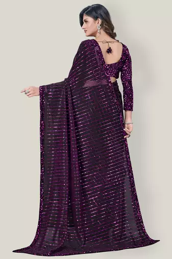 Women'S Embelished Supernet Fabric Saree
