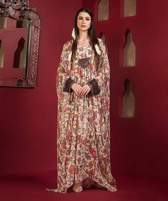 Offwhite printed long kaftan dress 1