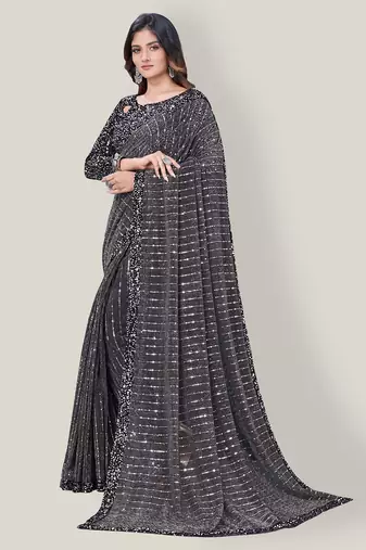 Women'S Embelished Supernet Fabric Saree