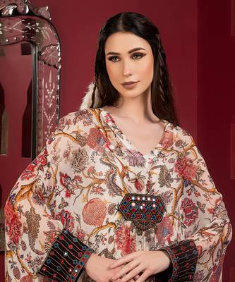 Offwhite printed long kaftan dress 4