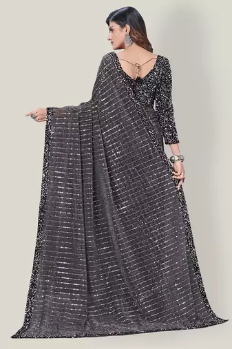 Women'S Embelished Supernet Fabric Saree
