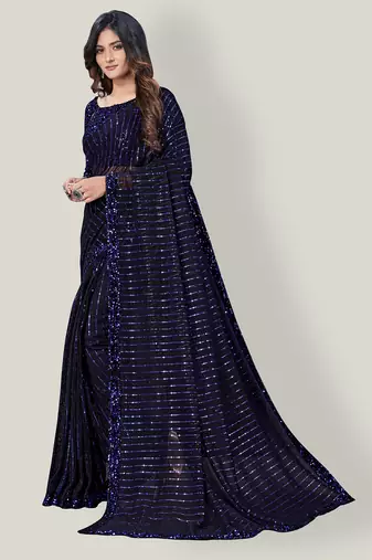 Women'S Embelished Supernet Fabric Saree