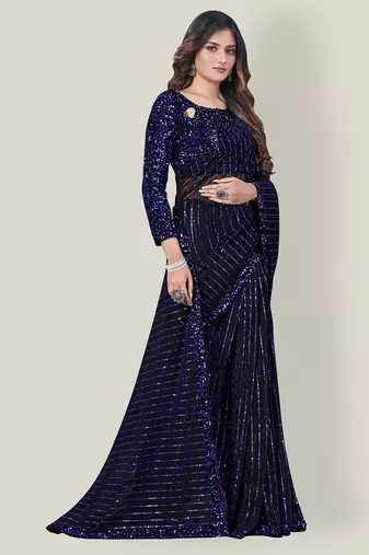 Women'S Embelished Supernet Fabric Saree