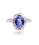 Blue ida oval halo ring