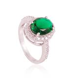 Green ida oval halo ring