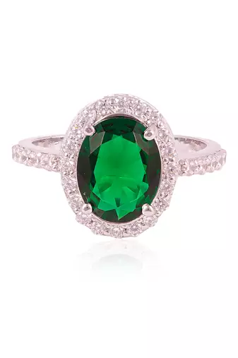 Green ida oval halo ring