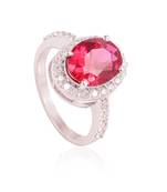 Red ida oval halo ring