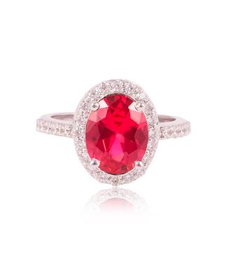 Red ida oval halo ring 2