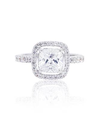 White cushion halo solitaire ring 1