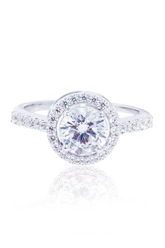 White round halo solitaire ring