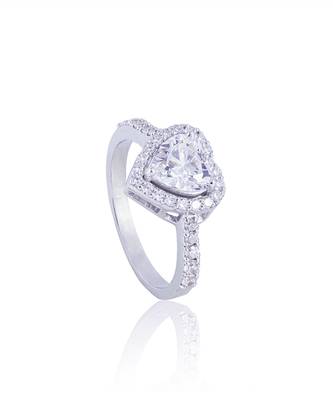 White heart halo solitaire ring 1