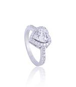 White heart halo solitaire ring