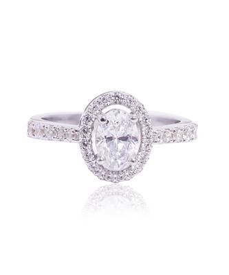 White oval halo solitaire ring 1