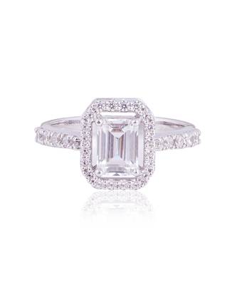 White emerald halo solitaire ring 1