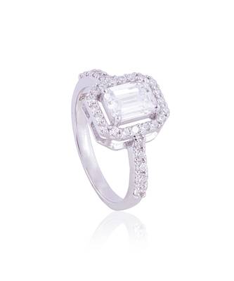 White emerald halo solitaire ring 2