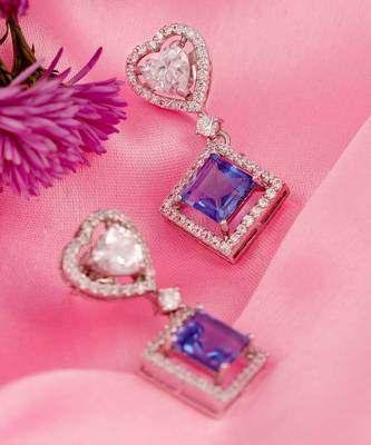 Aqua heart & aqua drop earrings 1