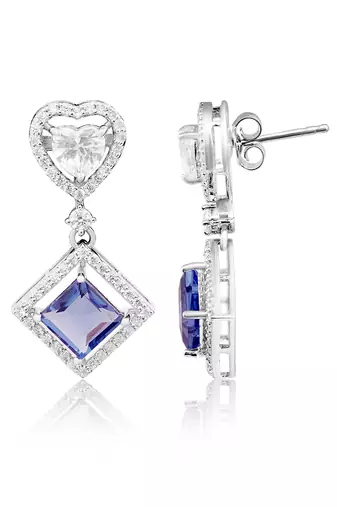 Aqua heart & aqua drop earrings
