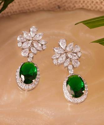 Green flora drop earrings 1