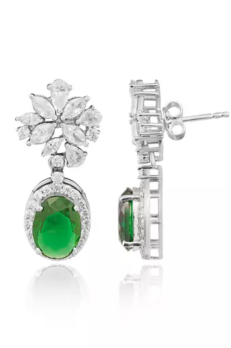 Green flora drop earrings