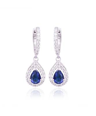 Blue dahlia pear drop earrings 1
