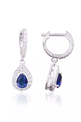Blue dahlia pear drop earrings