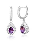 Purple dahlia pear drop earrings