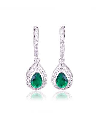 Green dahlia pear drop earrings 1