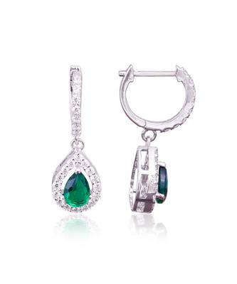 Green dahlia pear drop earrings 2