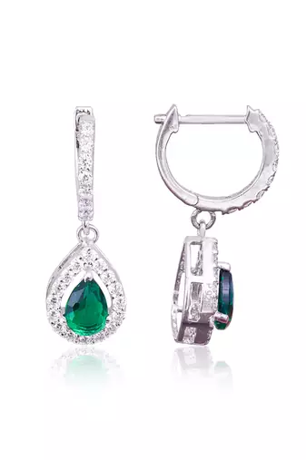 Green dahlia pear drop earrings
