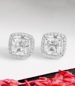 White detachable cushion halo solitaire studs