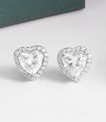 White detachable heart halo solitaire studs